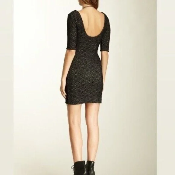 Free People Black Lady Pucker Chic Bodycon Mini Cocktail Dress Size XS - Picture 4 of 9